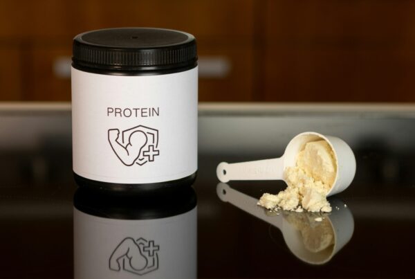 container with powdered protein